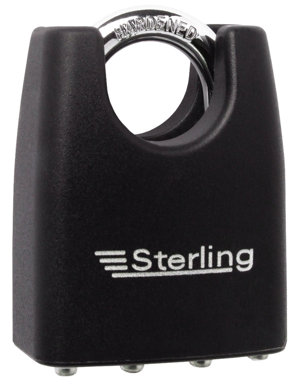 Sterling LPL152C 55 mm Laminated Steel Padlock with ABS Plastic Cover and Closed Shackle, Black