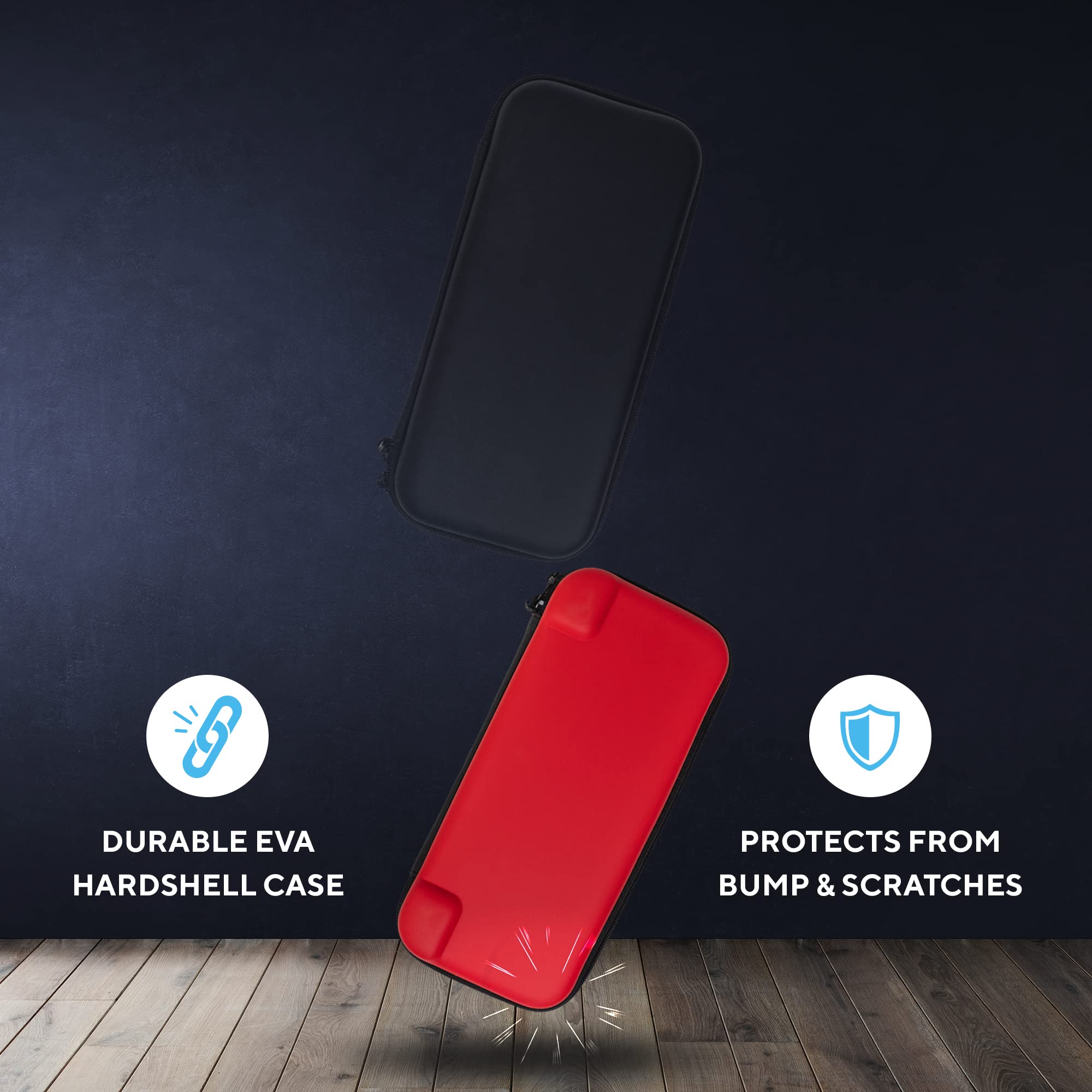 Core Innovations Protective Carrying Case Compatible With Nintendo Switch, Black; Red (NCASE540)