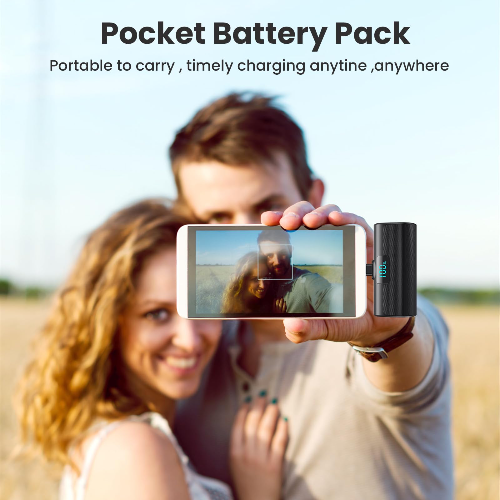 Mini Powerbank 5200mAh, Klein Power Bank USB C PD Externer Akku, Compact LCD Digitalanzeige Akkupack Kompatibel mit iPhone 15/16/17 Serie, Samsung S25/24 Serie, Note, Huawei, iPad-Schwarz 8