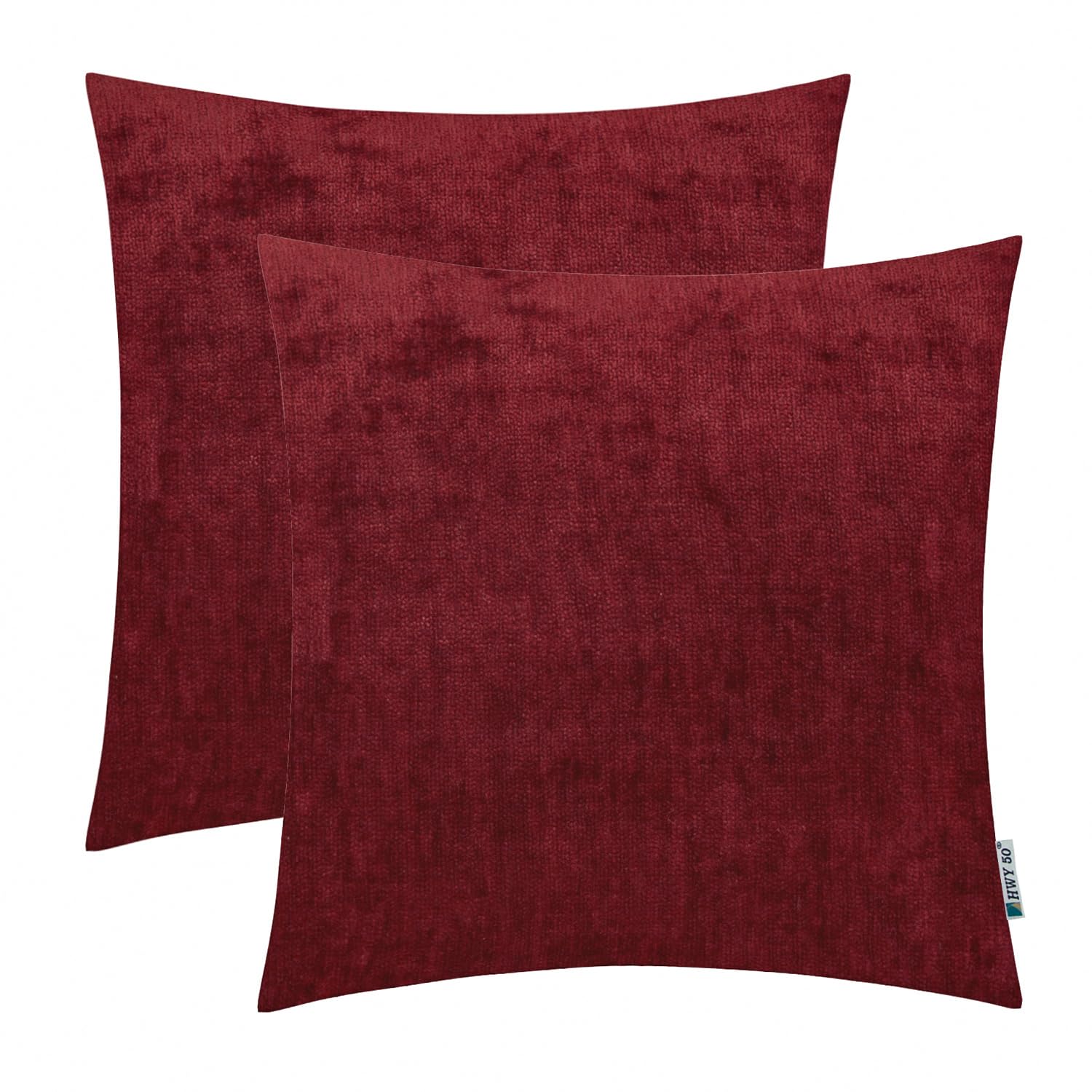 Photo 1 of HWY 50 Wine Red Burgundy Decorative Throw Pillows Covers Set 18x18 Inch for Couch Sofa Living Room Bed Bedroom, Cashmere Soft Comfortable Solid Throw Pillow Cases Cushion Cover Pack of 2