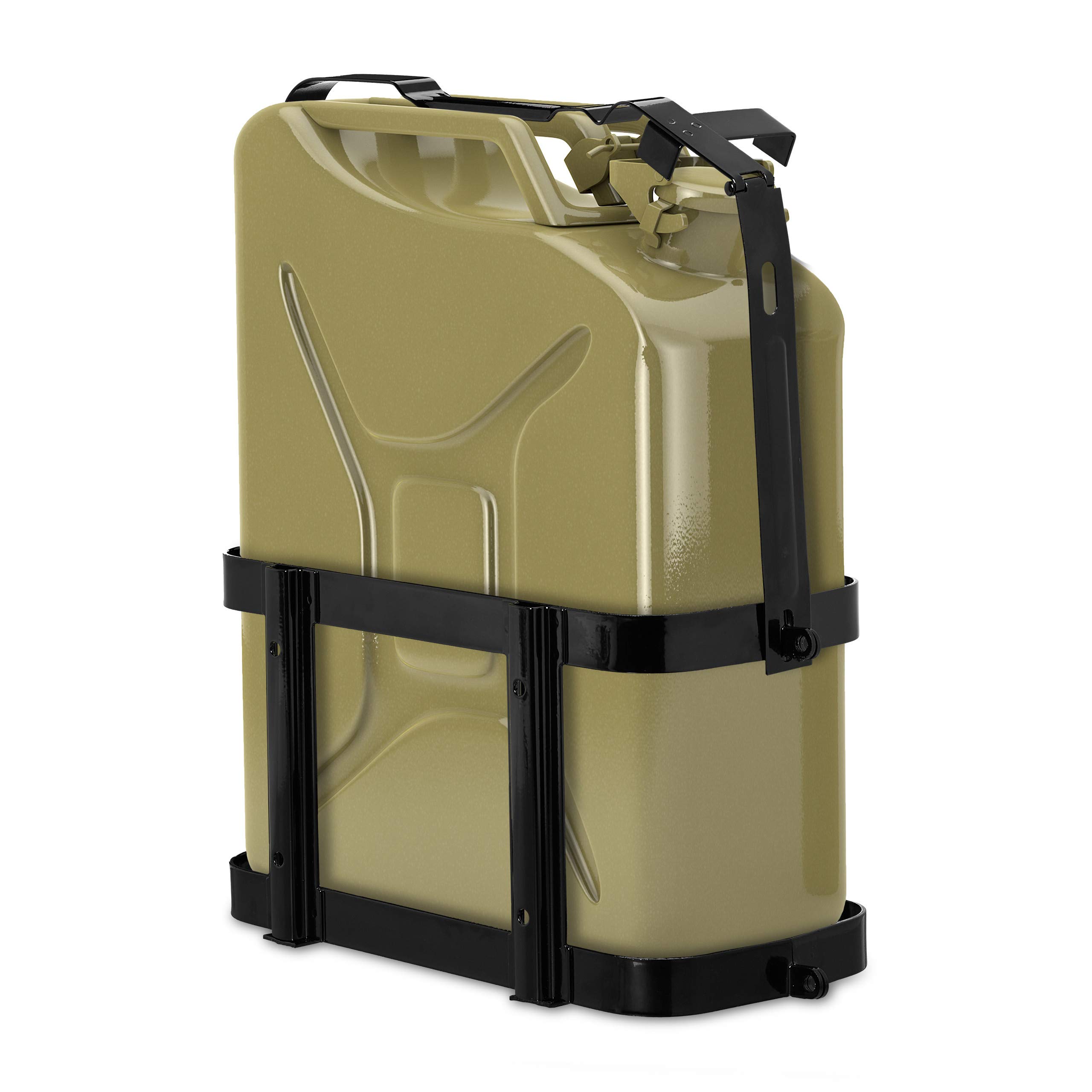 Relaxdays Jerry Can Holder, Car & Truck, 10 & 20L Fuel Canister Carrier, Lockable Metal Cage, Petrol & Diesel, Black