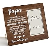 Zauly Papa Wooden Picture Frame from Grandson Granddaughter, Sentimental Grandpa Wood Photo Frame Gift for Father's Day Birthday Christmas, Tabletop and Wall Mounting, 4x6 Inch Photo