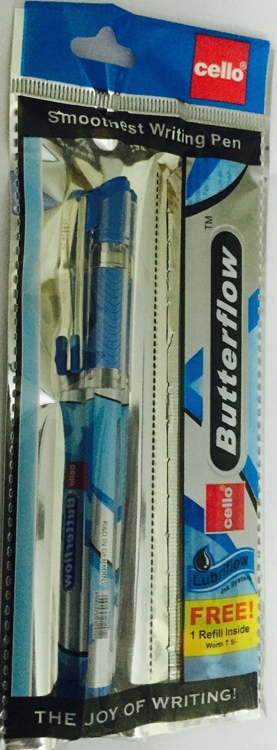 Cello Butterflow Smoothest Writing Pens Blue Colour 10 Pens + 10 Free