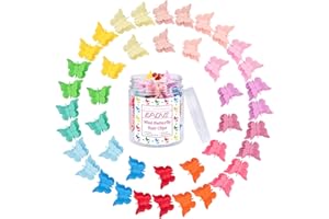 EAONE 50Pcs Butterfly Hair Clips Multi-color Mini Cute Hair Styling Accessories for Girls and Women Birthday Gifts with Container, 10 Matte Colors at Least