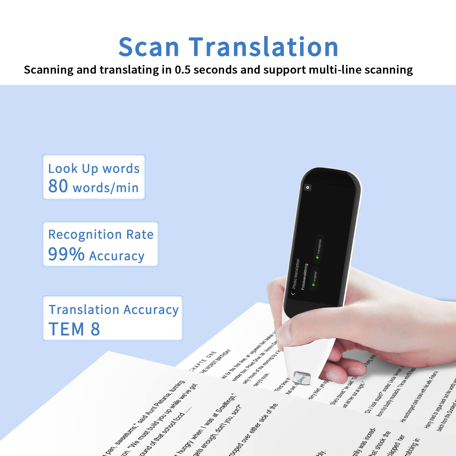 Translator Pen & Reading Pen & Pen Scanner 110+ Languages Scanmarker,OCR Digital Highlighter Reader Pen for Dyslexia, Students & Professionals
