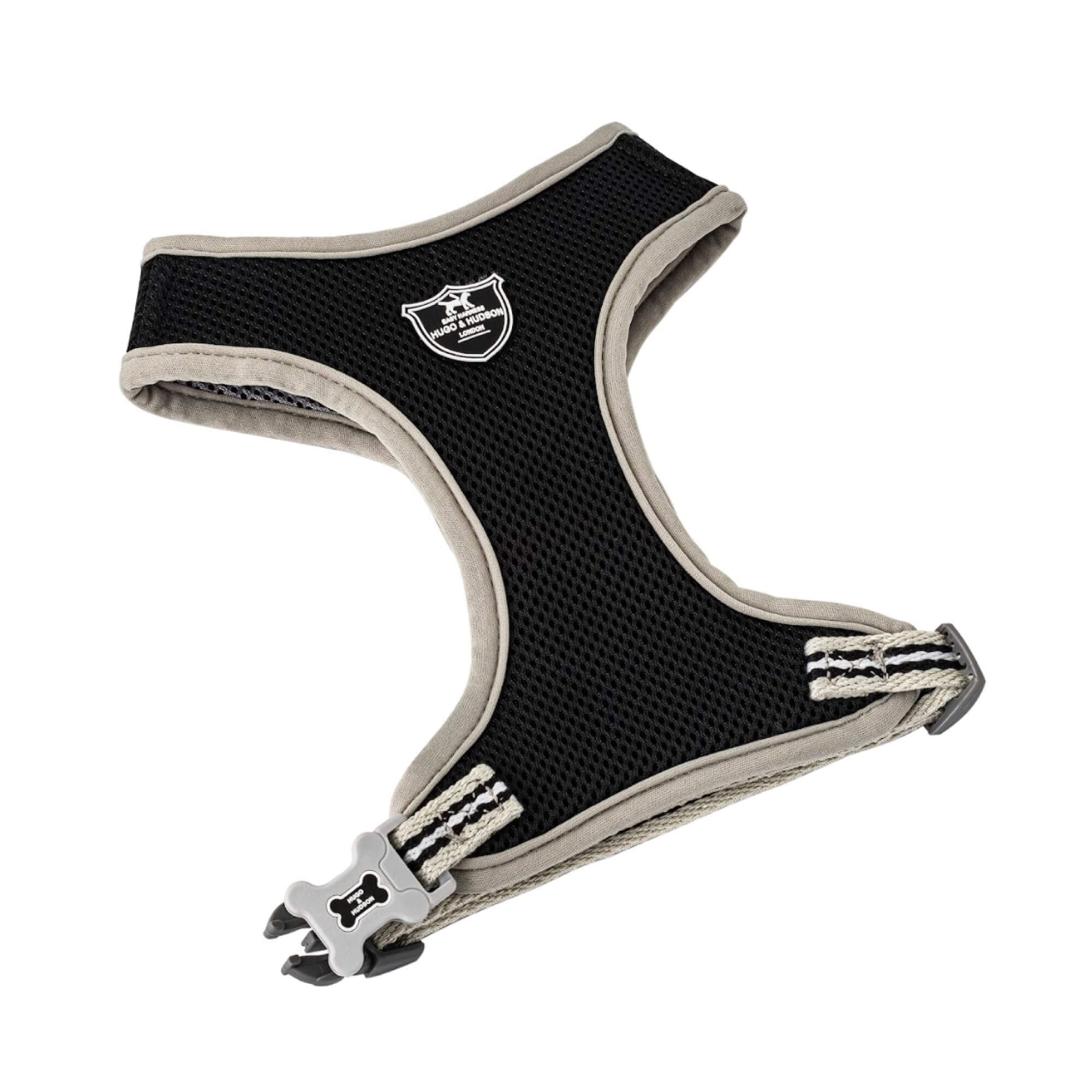 HUGO & HUDSON Dog Harness, No Pull Quick Dry Mesh, Breathable Rear Buckle Pet Vest, Black, L