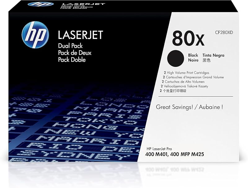 HP 80X CF280XD Black High Yield Toner Cartridges Multipack 2 x 6900 Pages