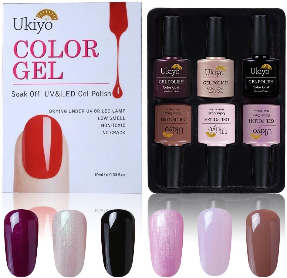 Ukiyo Gel Nail Polish Sets 6pcs UV LED Soak Off Nail Lacquer Kit