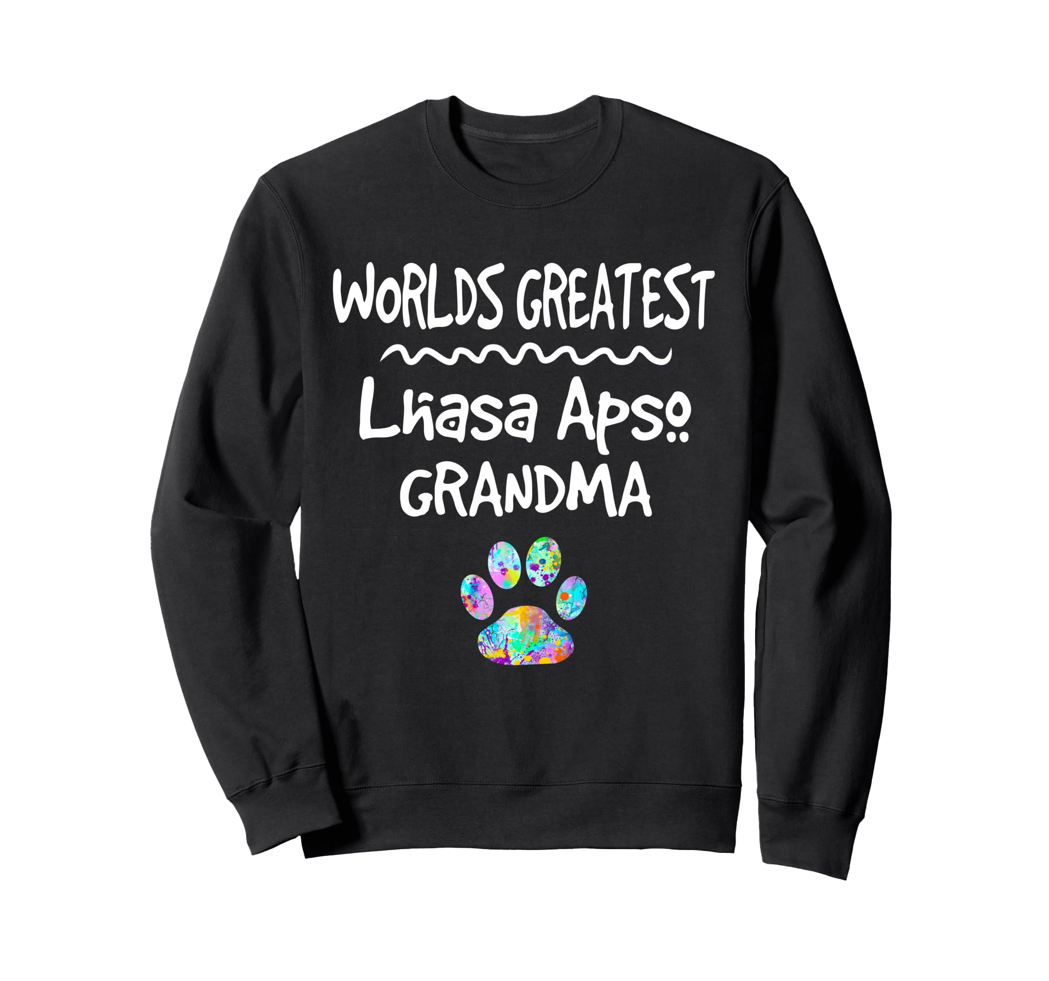 Worlds Greatest Lhasa Apso Grandma Cute Dog Paw Print Pet Sweatshirt