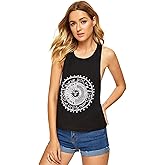 SweatyRocks Women's Sleeveless Flowy Loose Fit Racerback Yoga Workout Tank Top