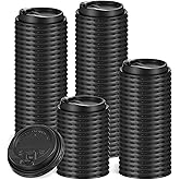 Lyksgir 200 Count Coffee Cup Lids, Disposable Plastic Cup Lids for 10, 12, 16, 20 oz Paper Cups, Hot/Cold Drinking Cups Lid, 3.54 Inches/90 mm Diameter - Black