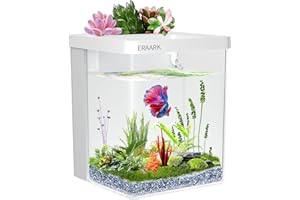 ERAARK Smart Aquarium Kit - 1.5 Gallon Betta Fish Tank with Self-Cleaning, LED Light, Water Pump Starter Kit