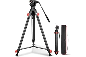 NEEWER Video Camera Tripod Fluid Head, Heavy Duty Lightweight Compact Portable Travel Stand for DSLR Camcorder Compatible wit