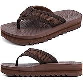 ONCAI Men's Flip Flops with Arch Support Orthotic Cushion Recovery Walking Slide Sandals for Men with Platform Summer Comfortable Soft Rubber Soles（US Size 7-15）