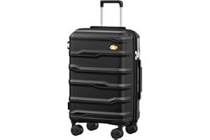 MGOB Carry On Luggage 22x14x9 Airline Approved, Hard Shell Suitcase with Spinner Wheels, PP Lightweight Luggages with TSA Lock, Carry-On Suitcases 20 Inch, Black