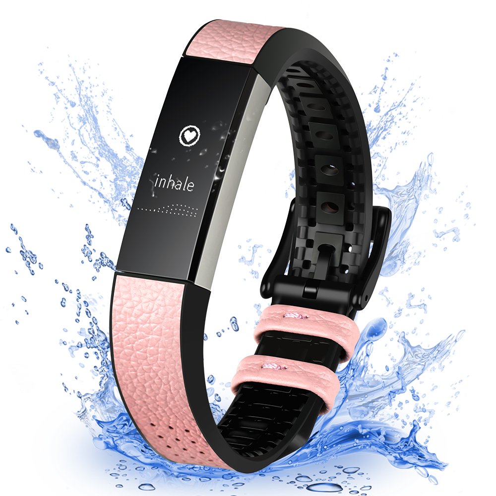 Fitbit Alta HR /Alta Bands for Men&Women, greatgo Replacement Leather TPU Wristbands Accessories Adjustable Sport Small Breathable Strap with Metal Buckle Clasp for Fitbit Alta Fitness Tracker (Pink)