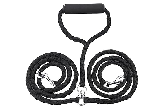 Ewolee Hundeleine Doppelleine, geflochtene Hundeleine für zwei Hunde 2-Wege keine Verwicklung Doppelleine 1.4m Lang Keine Ver