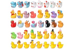 Jspupifip 40 Pcs Mini Ducks 40 Styles Tiny Ducks Colorful Resin Animals Mini Figurines Tiny Resin Animals Miniature Figures f
