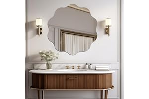 DARENYI Round Wavy Mirror for Wall Decor, 16 inch Acrylic Circle Scalloped Wall Mirror for Bathroom, Bedroom, Living Room, En