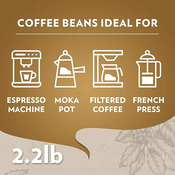 LAVAZZA QUALITÃ ORO WHOLE BEAN BLEND, MEDIUM ROAST, 2.2 POUND (PACK OF 1) ,100% ARABICA, CENTRAL AMERICA & AFRICAN HIGHLAND ORIGINS, FRUITY & AROMATIC
