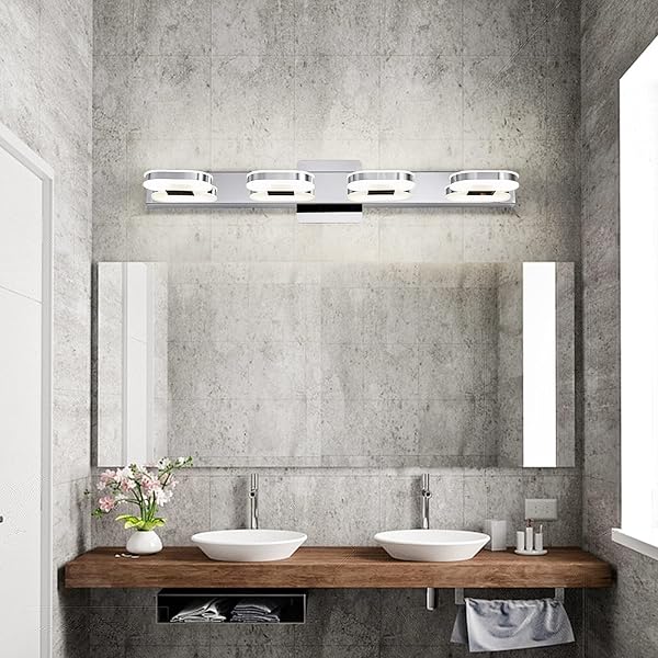 MYHAPTIM MODERN LED 4 LIGHTS VANITY LIGHT FOR BATHROOM MODERN VANITY LIGHT FIXTURE WALL SCONCE 26 INCH NATURAL WHITE LIGHT (CHROME)