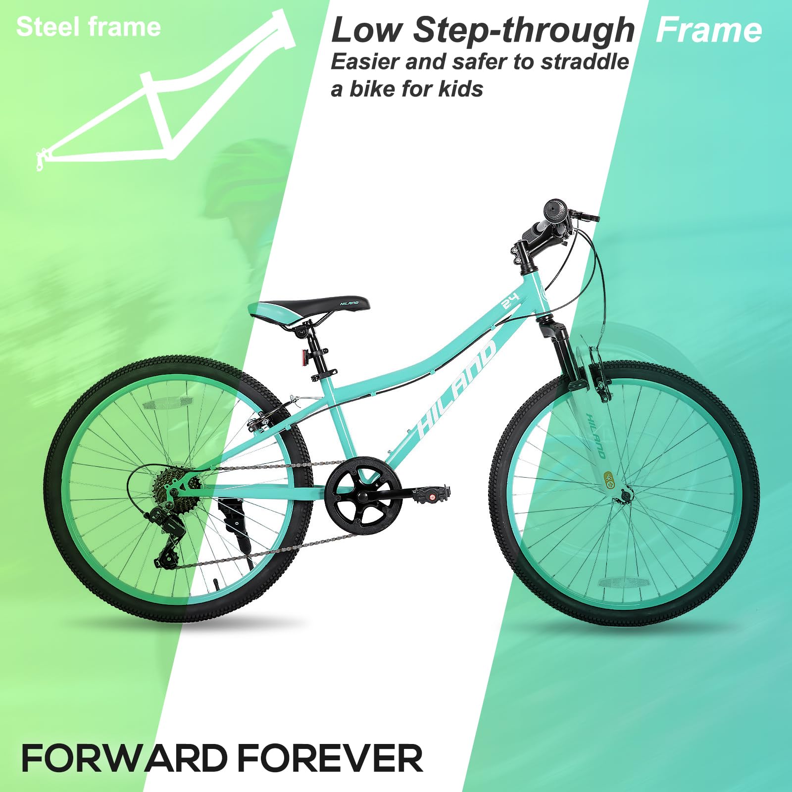 Hiland Mountain Bike for Kids, 20/24 Inch, Front Suspension Fork | Age 5+ Years Old | Multiple Colors | For Boys and Girls