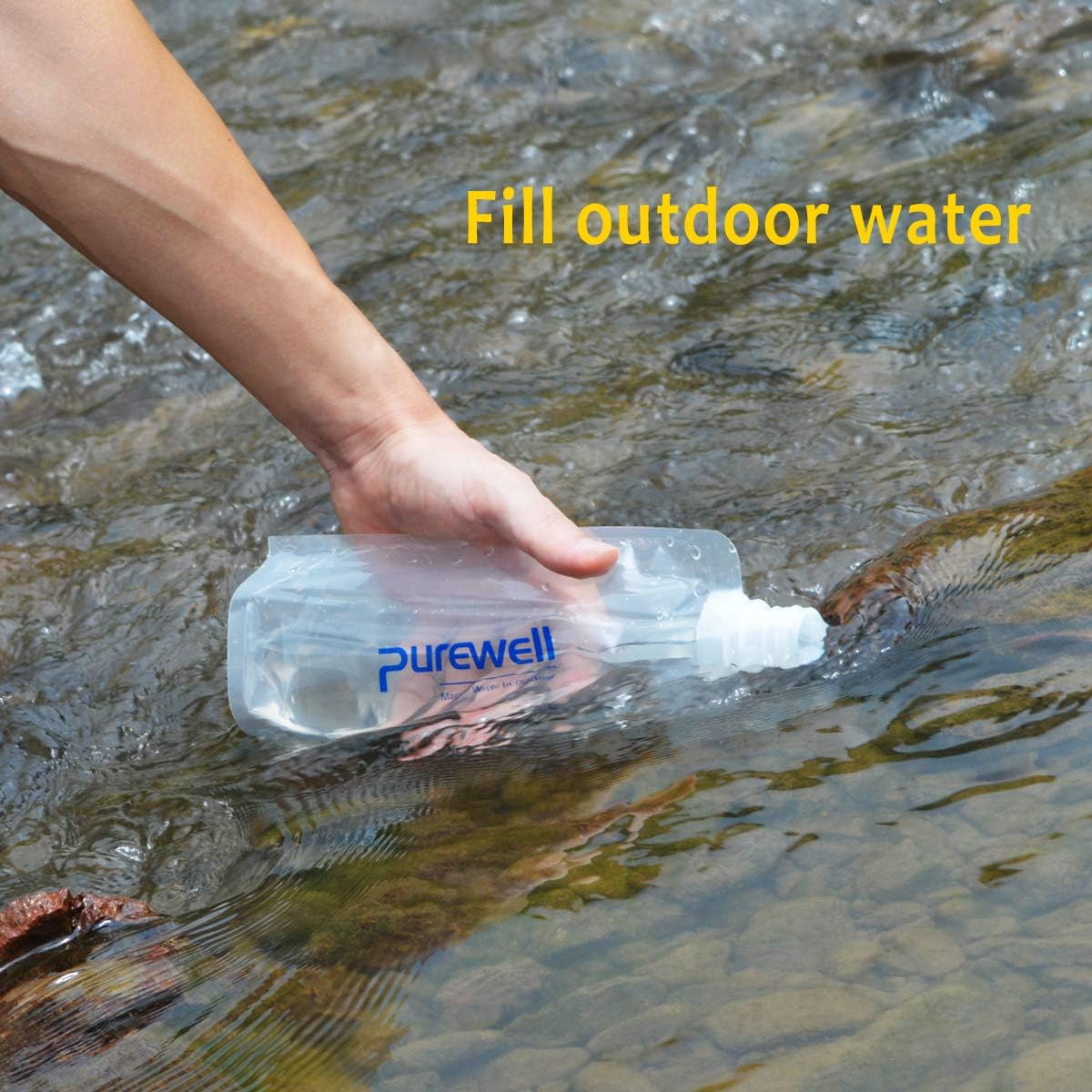 Collapsible Water Filter Canteens for Hiking, Water Bag/Bottle with Filter, Squeeze Water through a Filter, Lightweight, BPA Free, Leak Proof, Emergency Preparedness (White) : Sports & Outdoors