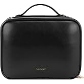 RIGHT AWAY Travel Toiletry Bag for Women, Makeup Bag& Cases, Waterproof Makeup Organizer Cosmetic Bag with Compartments,Portable Make Up Bag for Travel Size Toiletries,Skincare,Brushes Set,Black