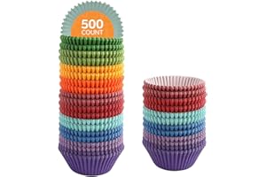 GUSTO [500Pcs] Standard Cupcake Liners for Baking, Colorful Muffin Liners, Food Grade & Grease-Proof, Baking Cups - Bright As