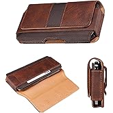 Woluki Holster for iPhone 17 Pro Max [Built-in Card Slot],Phone Belt Case,Belt Loop,Belt Clip,Magnetic Closure iPhone 17 Pro Max PU Leather Horizontal Phone Pouch (Brown)