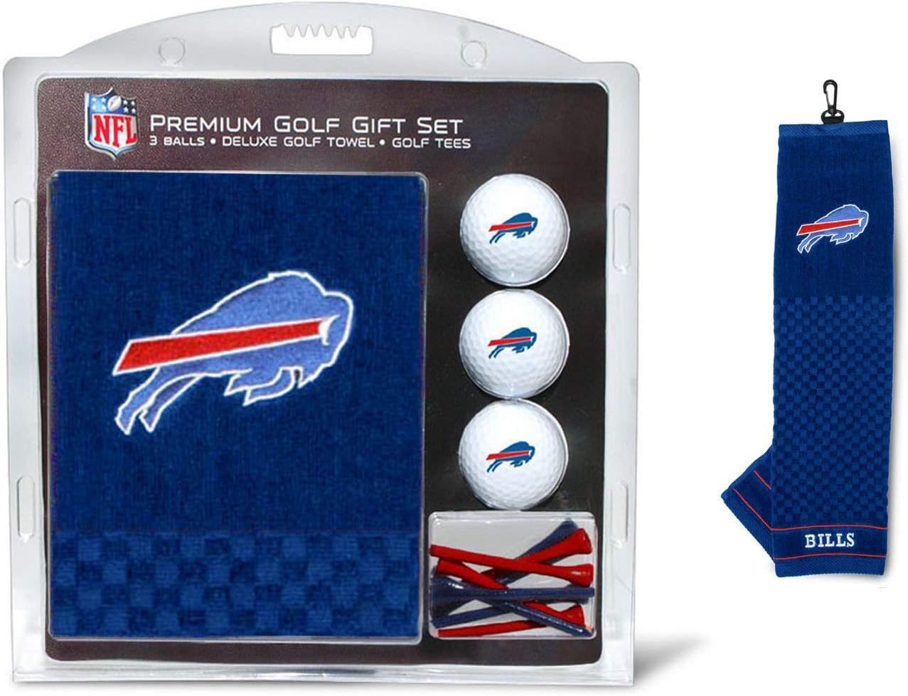 Team Golf NFL Buffalo Bills Gift Set Embroidered Golf Towel, 3 Golf Balls, and 14 Golf Tees 2-3/4" Regulation, Tri-Fold Towel 16" x 22" & 100% Cotton : Sports Fan Golf Towels : Sports & Outdoors