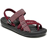 MEGNYA Comfortable Womens Hiking Sandals, Flip Flop Walking Sandals with Arch Support, Athletic Sandals with Hook and Loop Straps for Beach Vacation Adventure