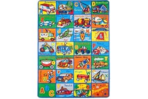 Mybecca Kids Rug ABC Transportation Area Rug 5x7 (Approx : 4'11" X 6' 10") Non Slip Gel Backing