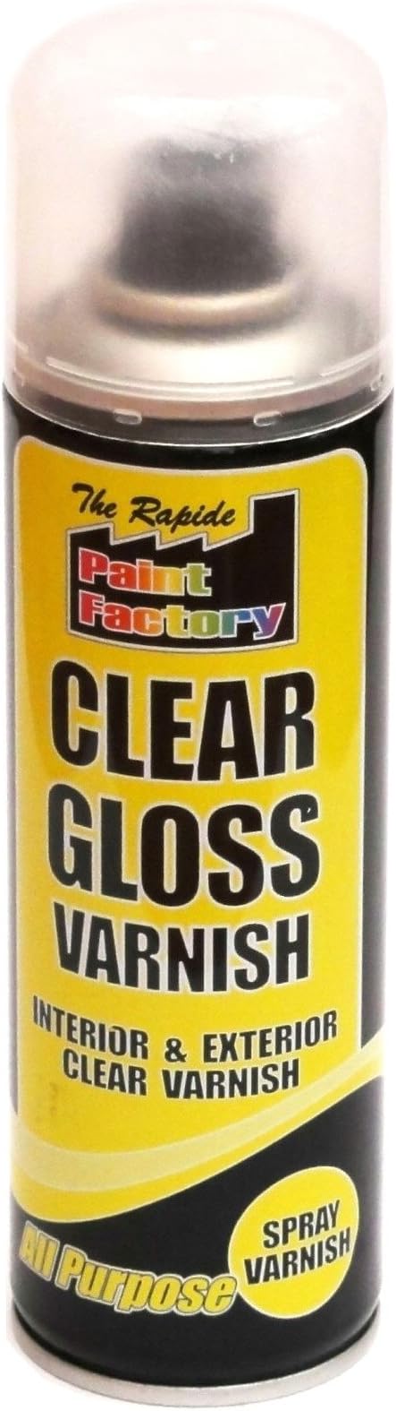 Paint Factory Clear Gloss Varnish Spray Exterior Interior Aerosol Can 250ml All Purpose (3 Pack)