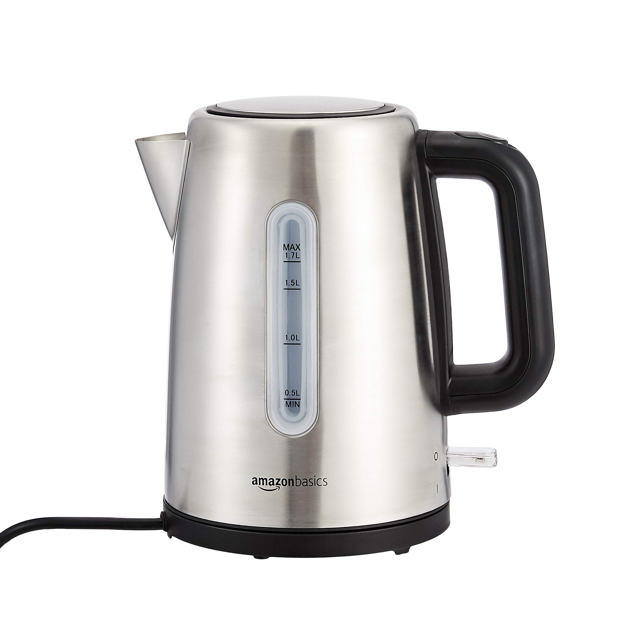 Amazon Basics Stainless Steel Portable Electric Hot Water Kettle - 1.7 liter, Silver
