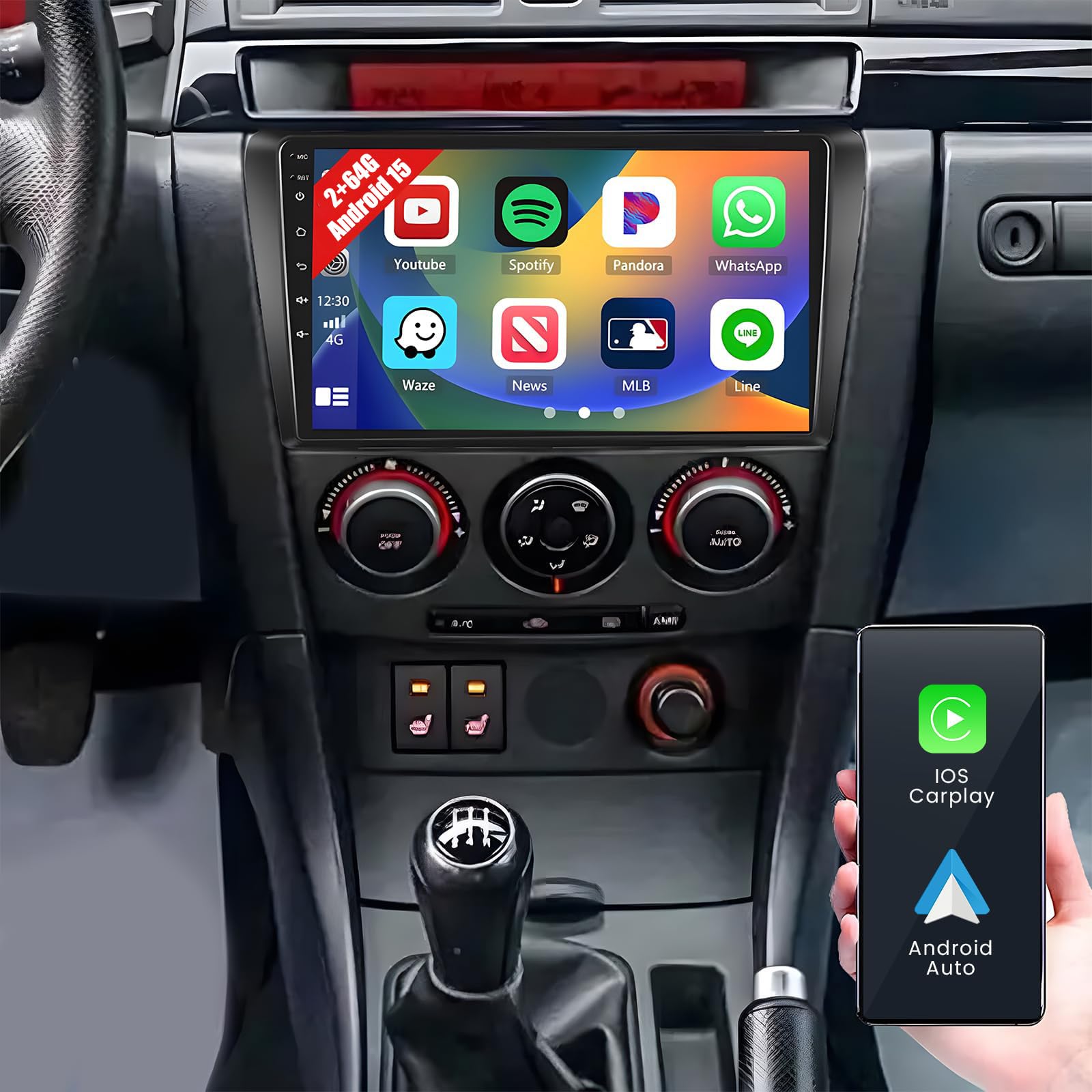 Photo 1 of [2G+64G] Android Car Radio Stereo for Mazda 3 2006-2012, Wireless Carplay Android Auto, 9 inch Touch Screen Radio Bluetooth DSP 5G WiFi GPS FM RDS+Free AHD Backup Cam