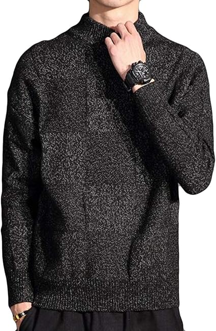 Amazon Yitongメンズ セーター 冬 秋 黒 タートルネック ニット セーター 綿 柔らかい ストレッチ ニット トップス カットソー 長袖 防風 防寒 大きいサイズ セーター 通販