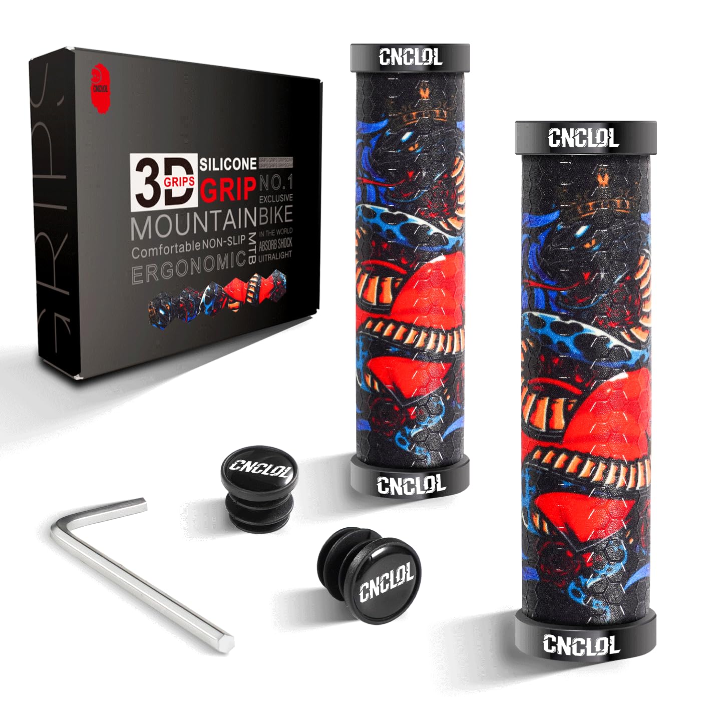 Chooee Silicone Mountain Bike Grips, MTB Grips Double Lock on Bicycle Handlebar Grip DSS