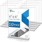 EHWINE 10 Pack Acrylic Sign Holder 4x6, Double-Sided Stand up Table Top Sign Holders, Clear Acrylic Picture Frame Paper Holder Display Stand for Office Business Store Wedding Party
