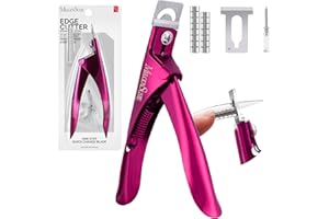 MelodySusie Acrylic Nail Clippers with 15pcs Magnet Sizers, Professional Nail Clippers Cutters for Long Acrylic Gel Nails Tips, Adjustable Stainless Nail Trimmer, Manicure Tool for Salon Home, Plum