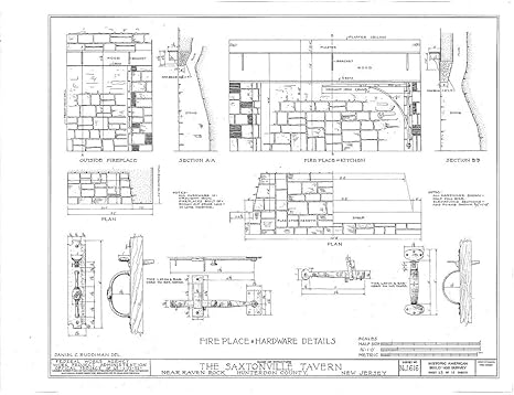 Amazon 歴史的な絵文字青写真図図 Habs Nj 10 Ravro V 1 14シート13 サクソンビル タバーン レイヴン ロック ハンタドン郡 ニュージャージー州 in X 16in Hab 16 アートフレーム ポスター オンライン通販
