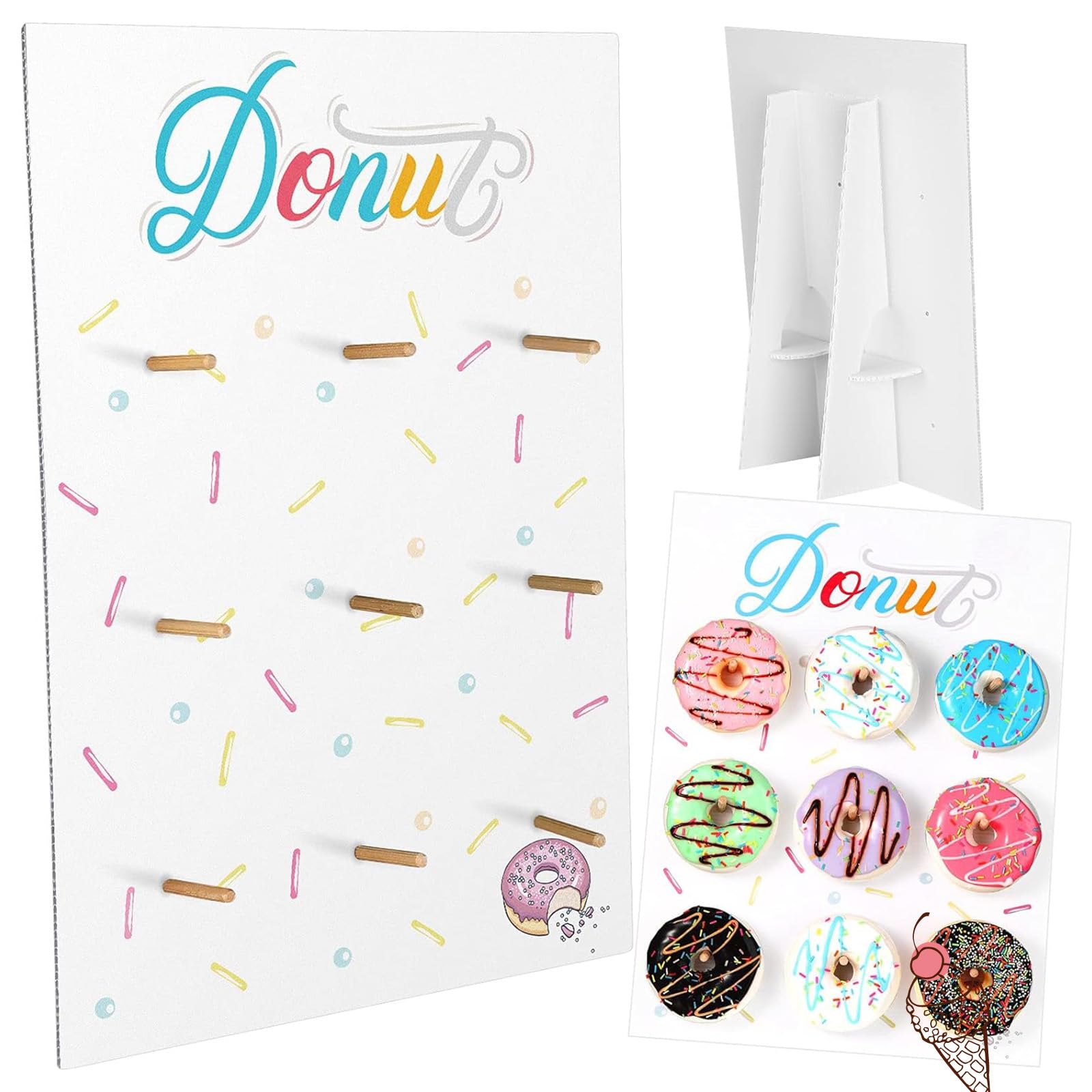Jetec Donut Stand Donut Display Stand 2026 Graduation Wedding Party Desserts Holder Wall Reusable Board Dessert Table Holder for Birthday Party Supplies for Wedding Baby Shower Treat(White)