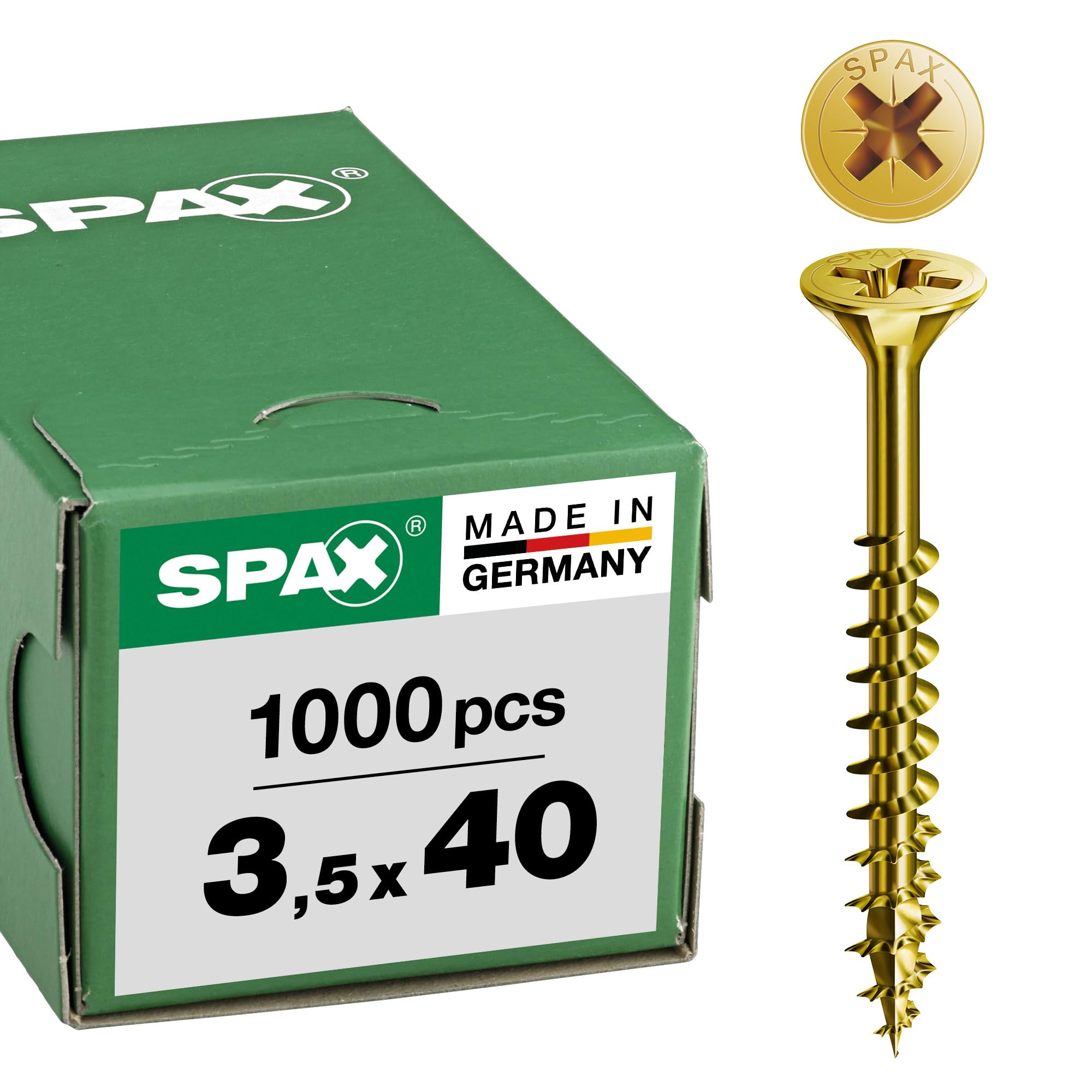 SPAX - Universal bolts, Countersunk head, Phillips/pozidriv Z, 4CUT, Part thread, Yellow zinc plated passivated A2L - 0291020350305 - Galvanised Yellow, 0.14"x1.57" โ image 1