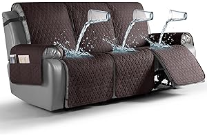 TAOCOCO 100% Waterproof Recliner Cover, Non-Slip Washable Reclining Couch Cover with Elastic Leg Straps, Furniture Protector for Dogs (Chocolate, 3 Seater)