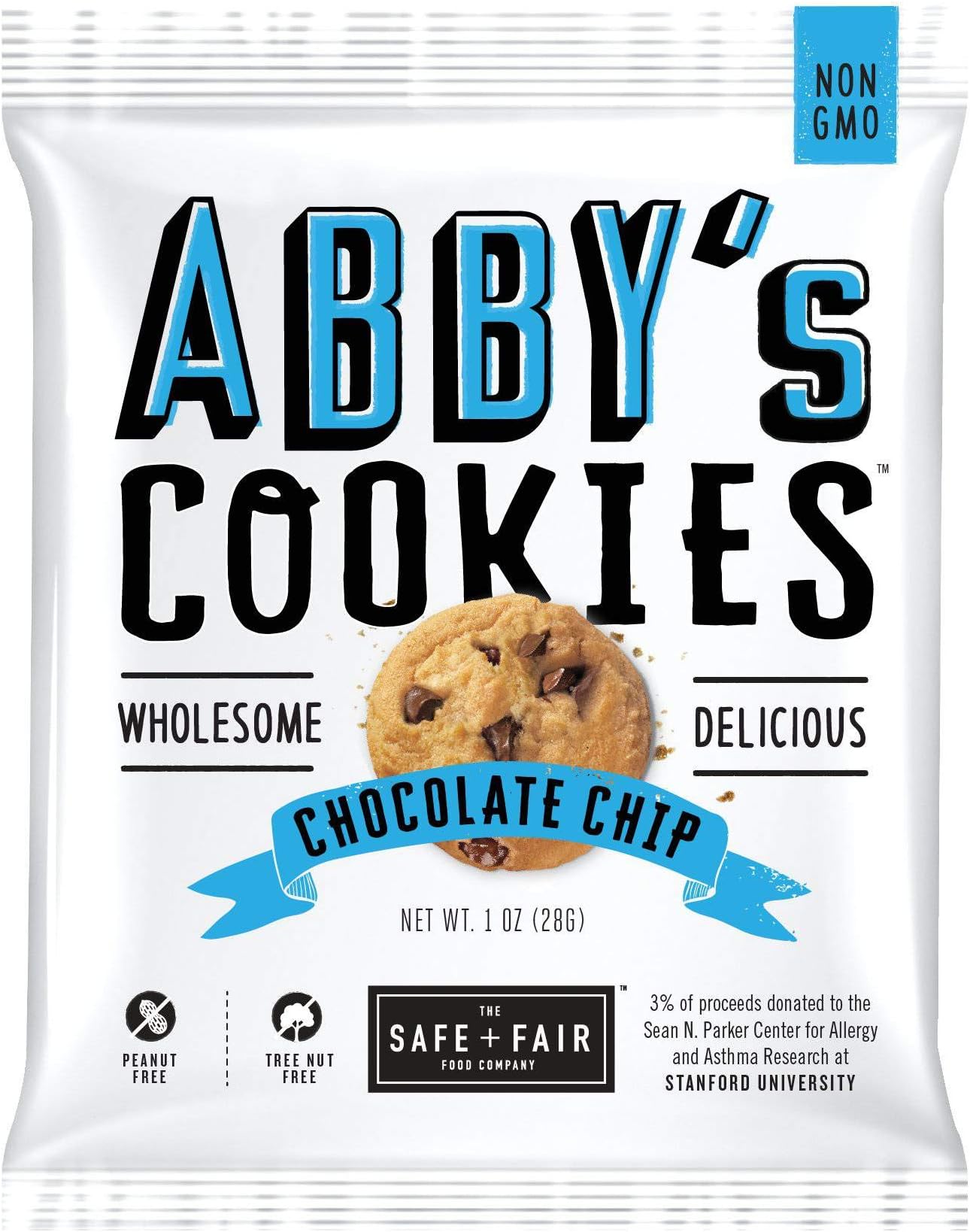 The Safe Plus Fair Food Abbys Chocolate Chip Cookie, 1 Ounce -- 192 per case.