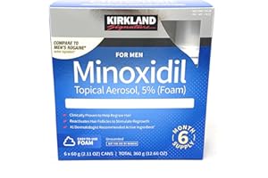 Kirkland Signature Hair Regrowth Treatment Minoxidil Foam for Men, 2.11 oz, 6 Count (6 Month Supply)