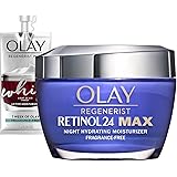 Olay Regenerist Retinol 24 Max Moisturizer, Retinol 24 Max Night Face Cream, Fragrance Free, 1.7 Oz + Whip Face Moisturizer T