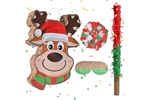 Ovisac Pinata Christmas Pinata Large, Mexican Pinata Reindeer Pinata With Stick And Blindfold Christmas Decorations (15.7 X 11 X 3 In)