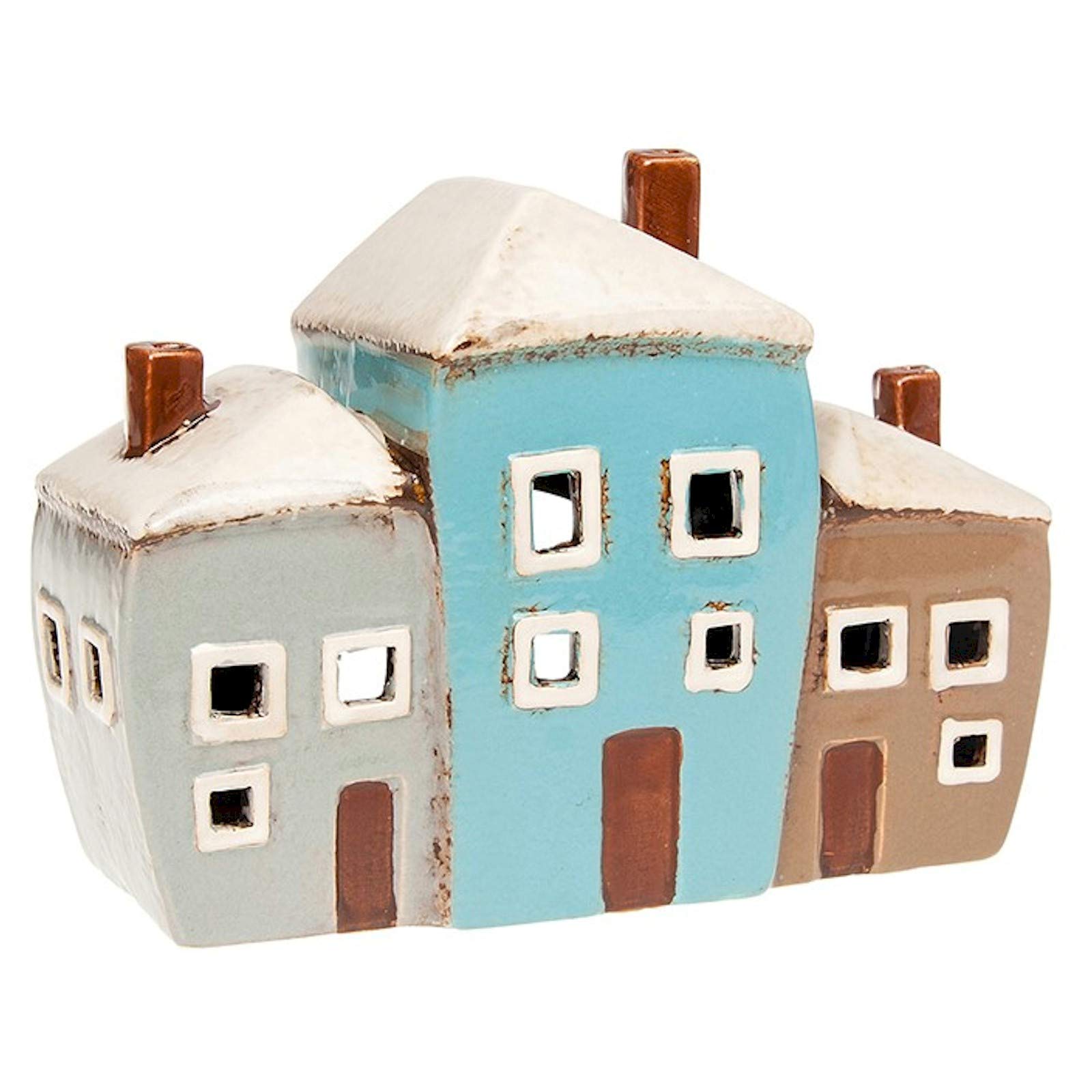 Village Pottery Small tea light holder for three houses