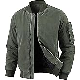 Oymyakon Mens Vintage Bomber Jacket Washed Fall Winter Warm Military Jackets Casual Padded Coats Windbreakers
